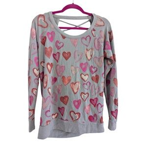 FINAL PRICE Chaser Open Back Painted Hearts Sweatshirt